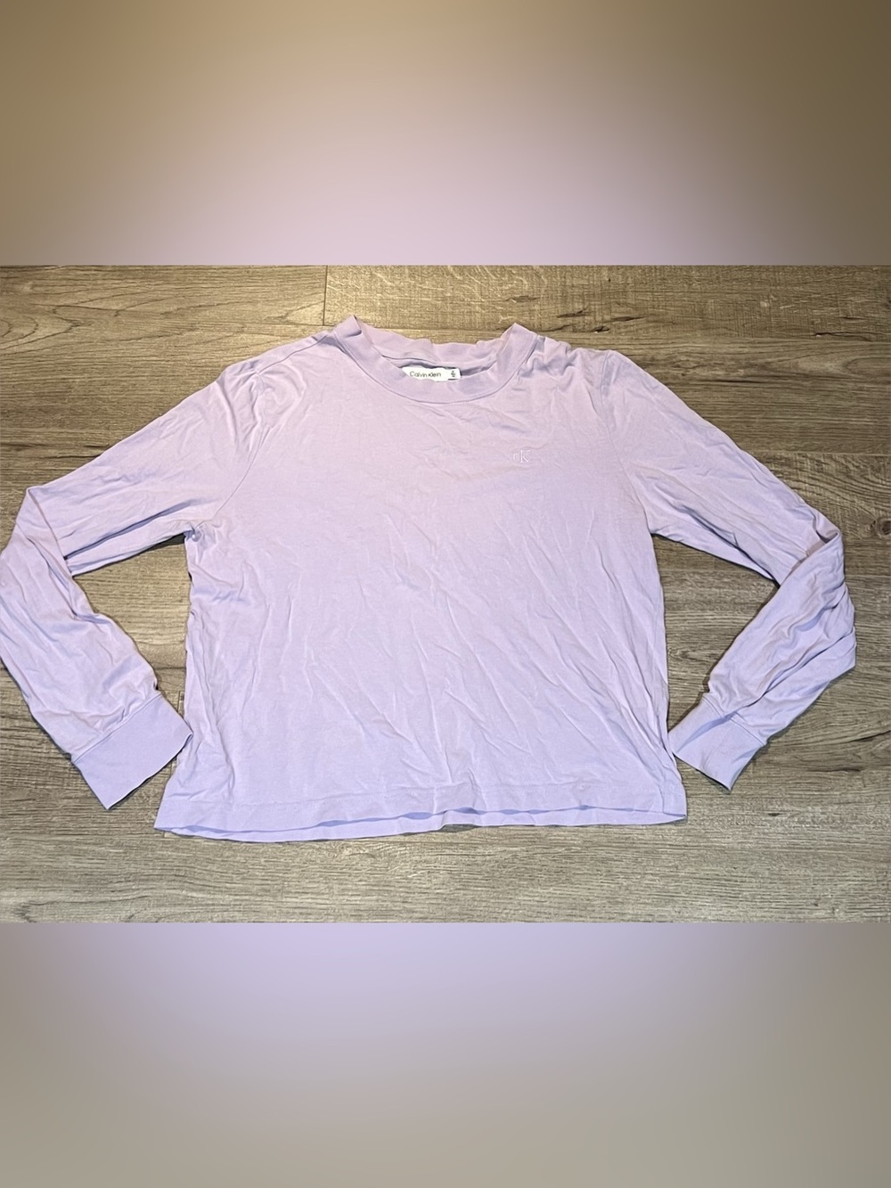 Calvin Klein Long Sleeve Logo Tee in Purple Size Large